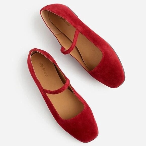 New Madewell Greta Ballet Flat Ruby Port Leather Suede Maryjane Flats size 10 - Picture 1 of 7